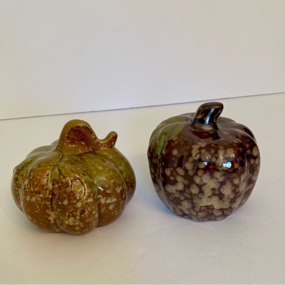 VTG Style 1970’s 1980’s Ceramic Rustic Pumpkin Gourd Squash Decor Brown Green